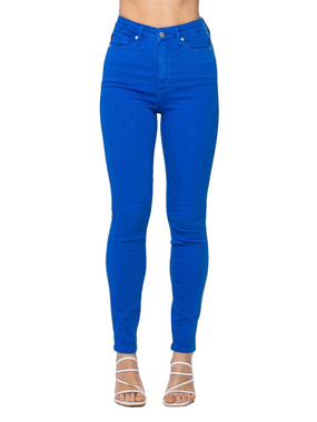 Judy Blue Tummy Control Skinny Jeans Cobalt Blue High Rise Stretch Size 15/32